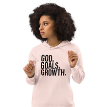 Load image into Gallery viewer, God. Goals. Growth. Women&#39;s eco fitted hoodie
