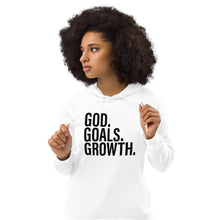 Load image into Gallery viewer, God. Goals. Growth. Women&#39;s eco fitted hoodie
